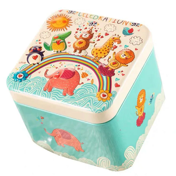 Custom Vintage Style Square Jewelry Storage Fossil Watch Tin Box