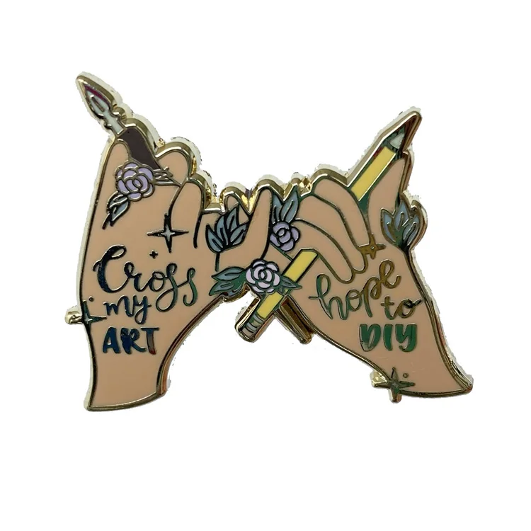 Custom hands and book unique enamel pin