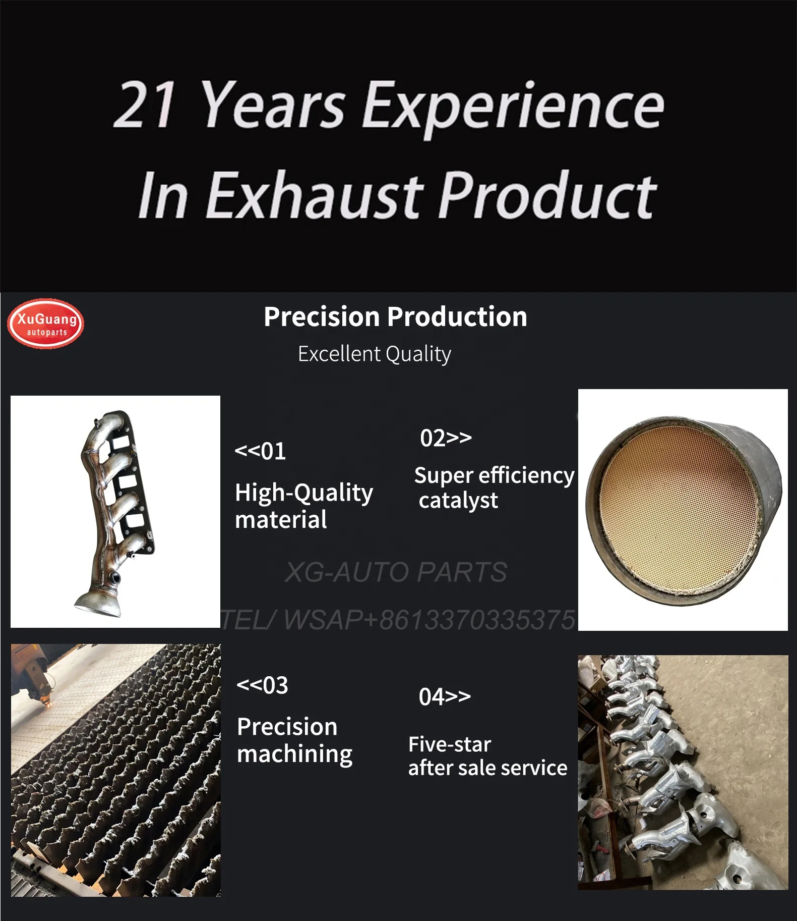 Chery Tiggo Front Auto Parts Engine Exhaust System Ceramic/Metal Core EURO 4 Three Way Catalyst Direct Fit Catalytic Converters