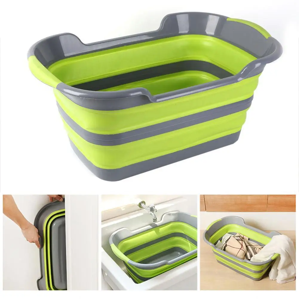 Folding Baby Shower Bathtub Portable Silicone Pet Dog Bath Tubs Accessories Collapsible Laundry Storage Basket Safety Security