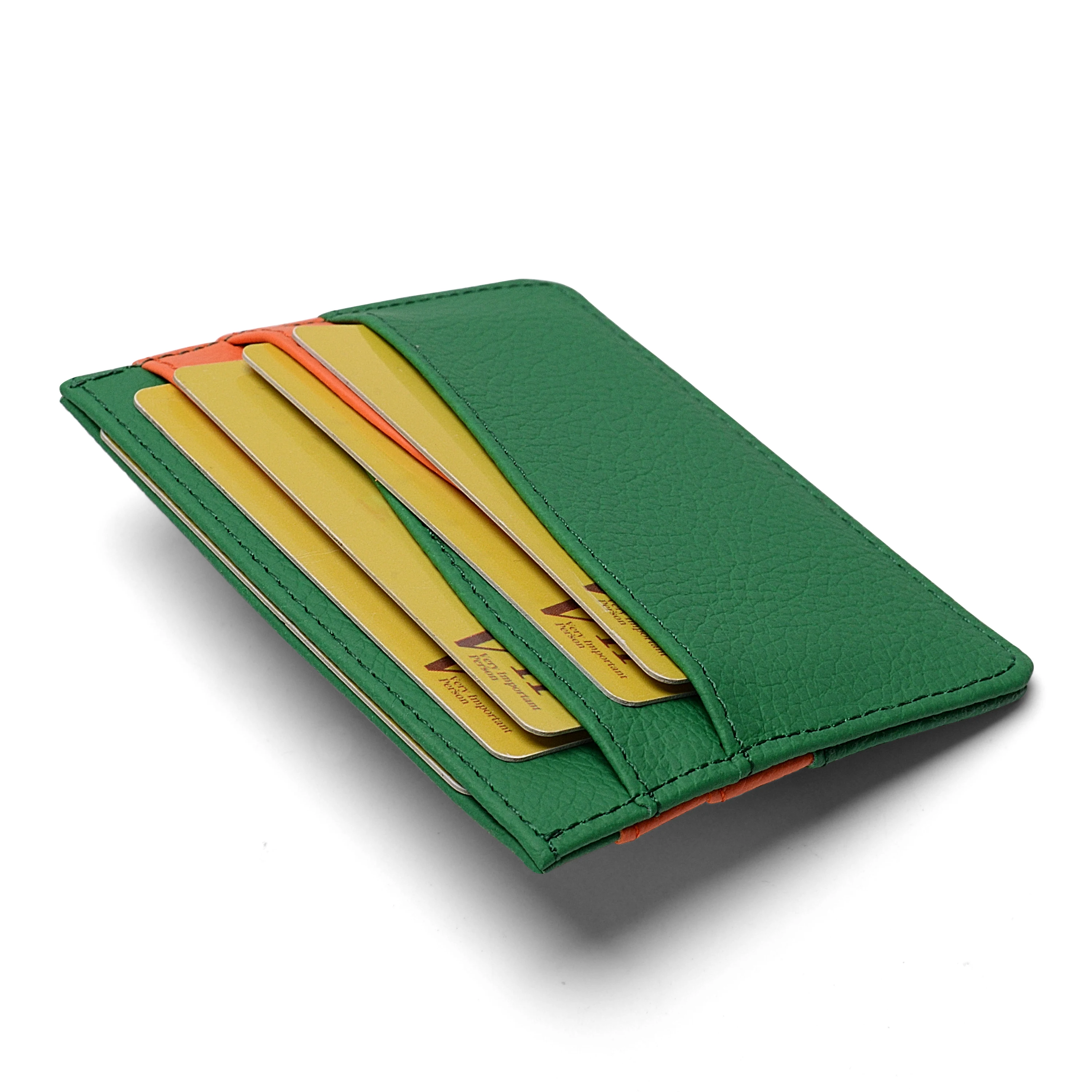 Multicolor Double Spell Card Holder Personalized Cardholders Faux Saffiano Pebbled Leather Credit Card Holder Wallet
