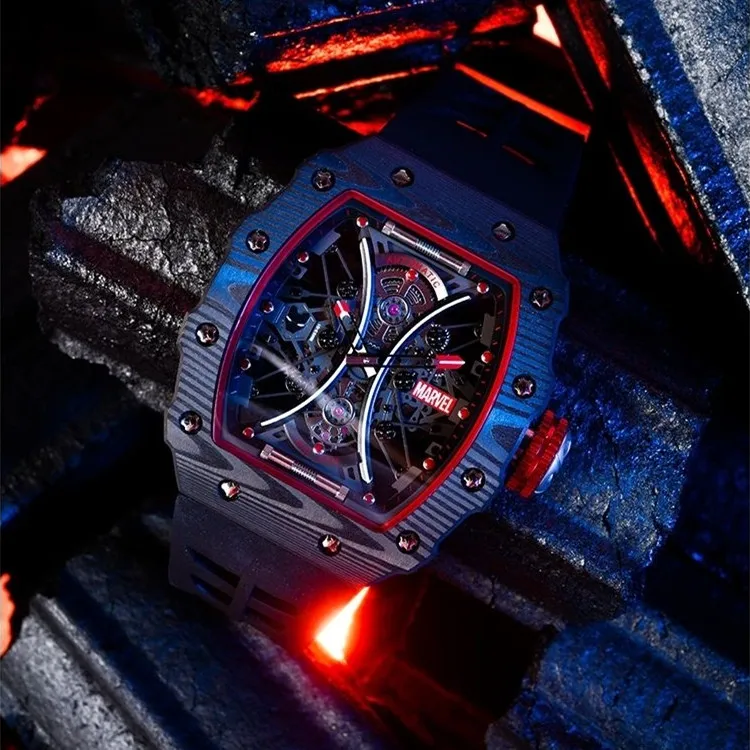 Mechanical watch manufacturer Custom stainless steel skeleton mens luxury tourbillon waterproof mans automatic watch