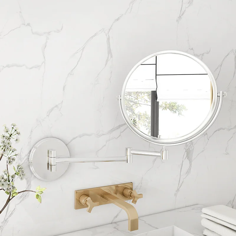 Modern Chrome Vanity Mirror Wall Mounted Swivel Wall Mirror Wall Adjustable Mirror For Hotels
