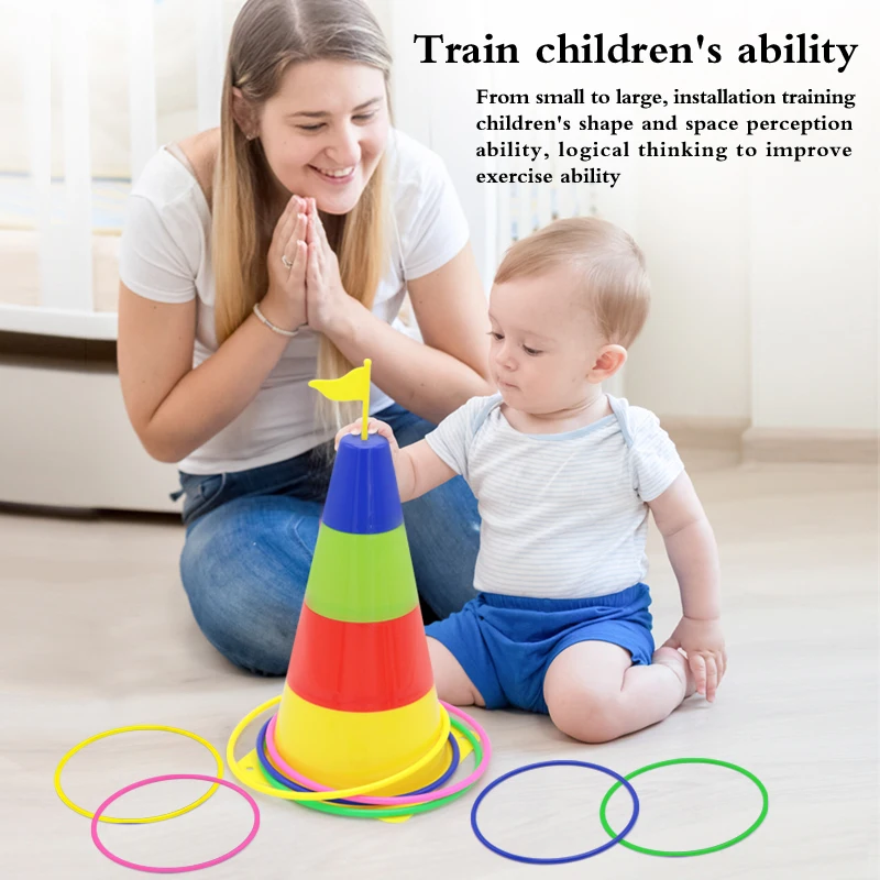 Factory Price Kids Indoor/Outdoor Sports Rainbow Circle Throwing Game Ring Throwing Toys Kids Interactive Ring Stacking Toys