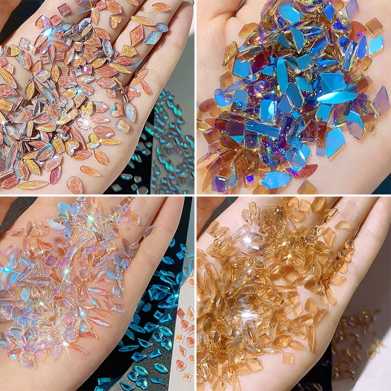 50/100pcs 3D Gems Nail Gems Art Decoration Mixed Shape Drill Aurora Nails Rhinestones Mix Crystal Nail Art Accessories