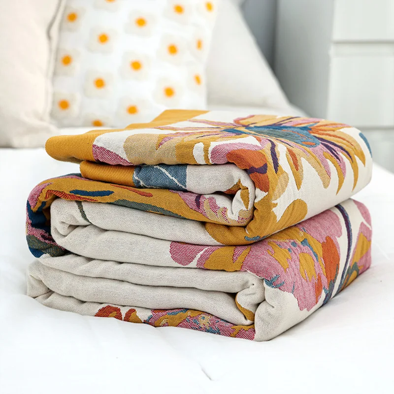 Organic cotton blanket Gauze blanket single double sheet jacquard blanket