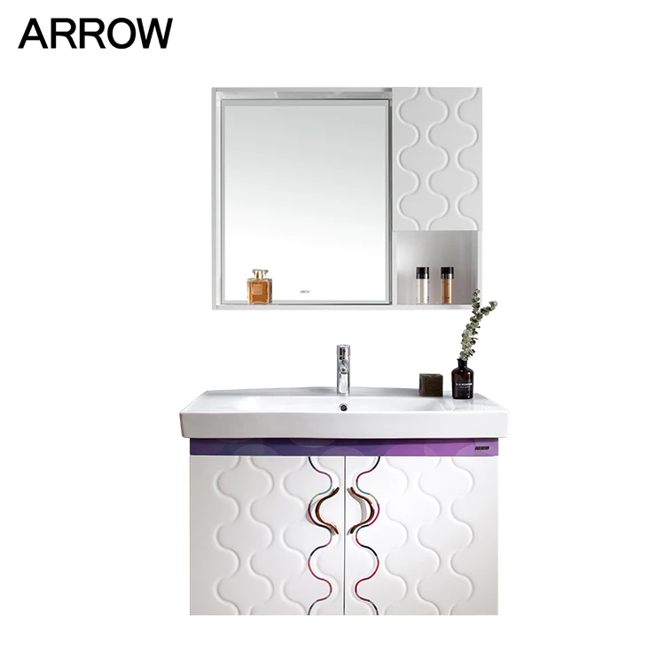 Modern Designs PVC Waterproof Bathroom Cabinet Sinks Best Quality PVC Bathroom Vanity With The Wall Mirror