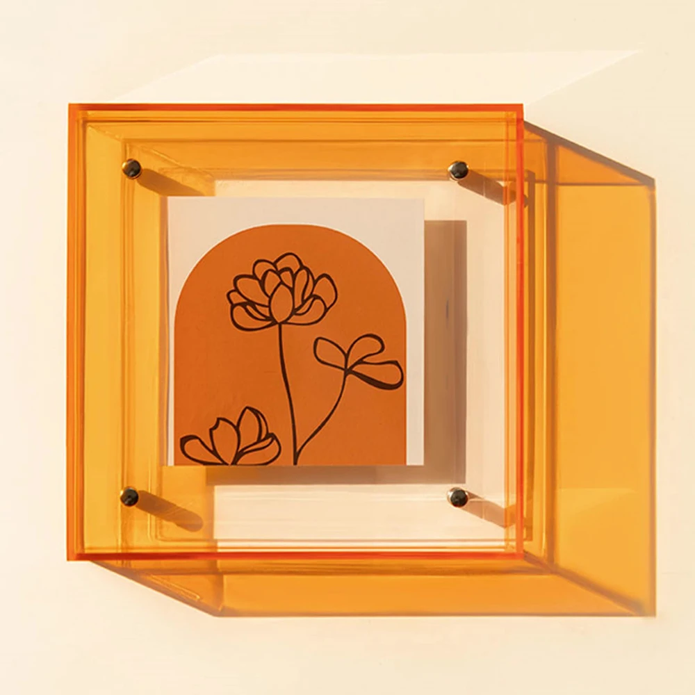 Пользовательские несколько размеров полупрозрачная подвесная акриловая магнитная плавающая фоторамка неоновая рамка