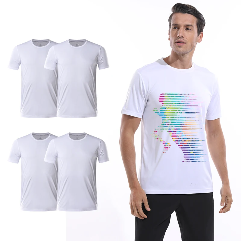 Wholesale men clothing polyester t shirt  custom sublimation shirt men white blank fitted gym sport t-shirts