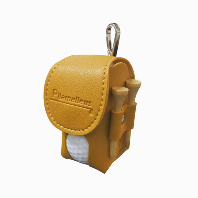 Golf Ball  And Tee Bags Hold Double Balls Pouch Waist Belt Carry Bag Portable Golf Ball Holder Bag PU Leather Gift For Friend