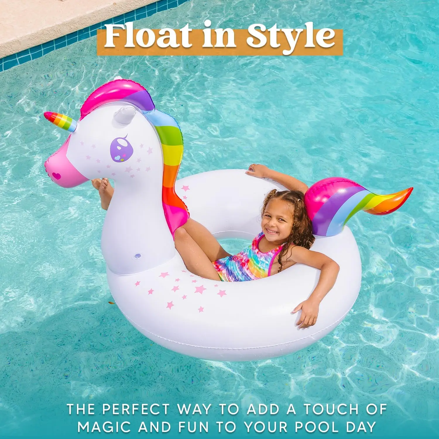 inflatable ride a unicorn and Flamingo Air Mattress with Glitter Pool Floating Animal Air Mattress Beach Swimming Pool Toy