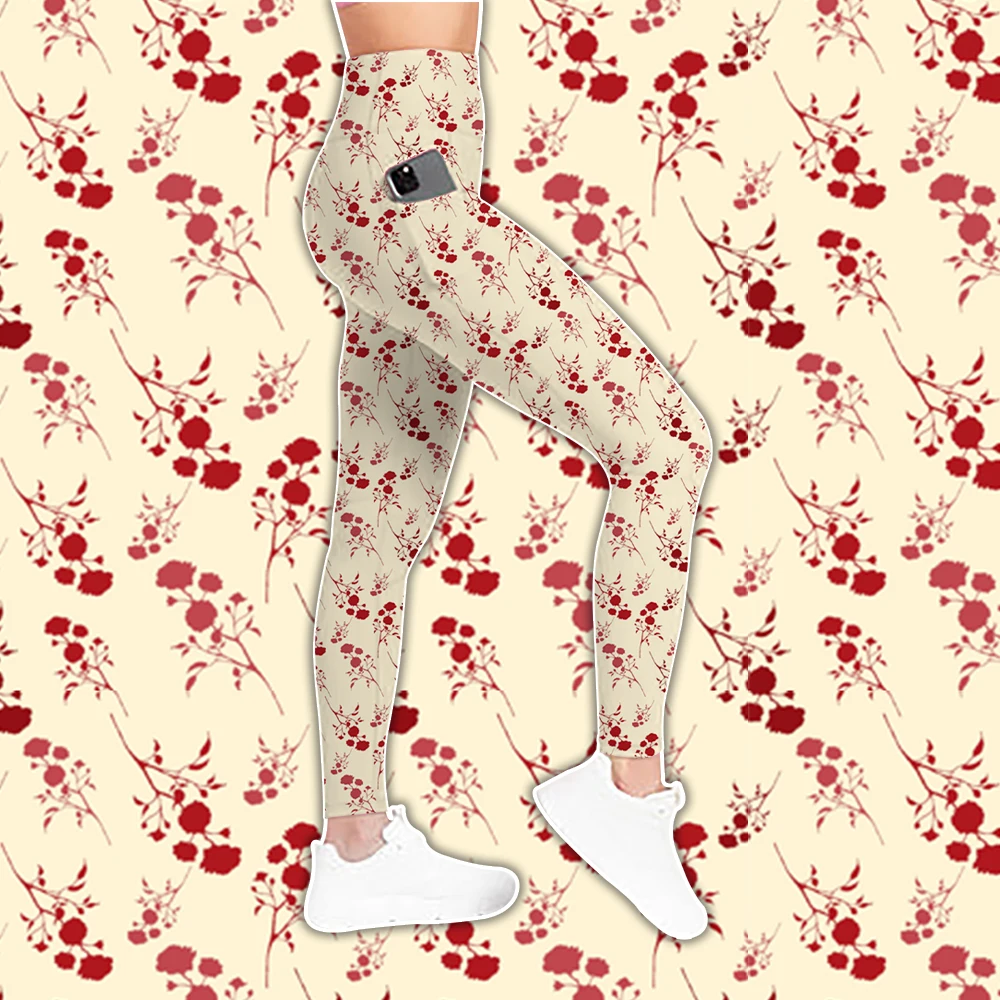 High Waist Sports Leggings Ribbed Yoga Pants Gym Leggings for girls with pocket