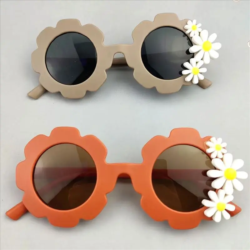 New Children Colorful Vintage Flowers Daisy Sunglasses UV400 Girls Boys Fashion Promotional Kids Sunglasses