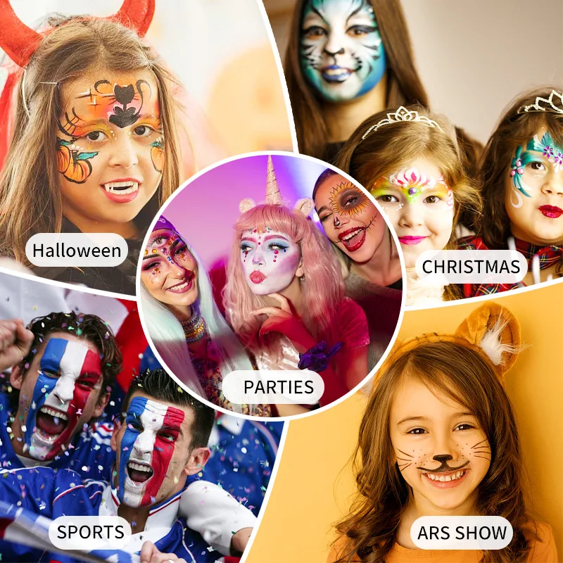 Sfx Makeup Pride Kid Color Water Set Kit Halloween Glitter Gel Gift For Bodi Girl Box Clown Children Art Palette Face Paint