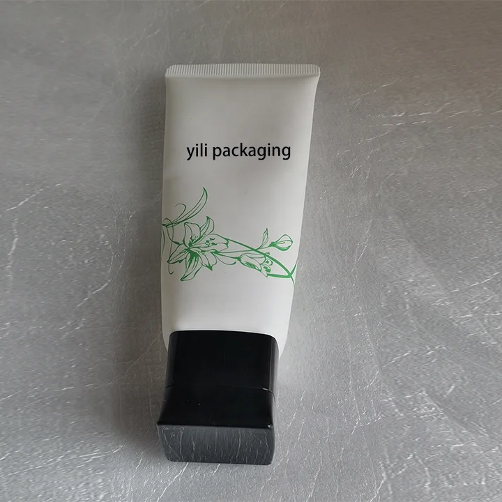 100ml white plastic PE tube skin care face wash cleanser cosmetic tube packaging with Square flip cover