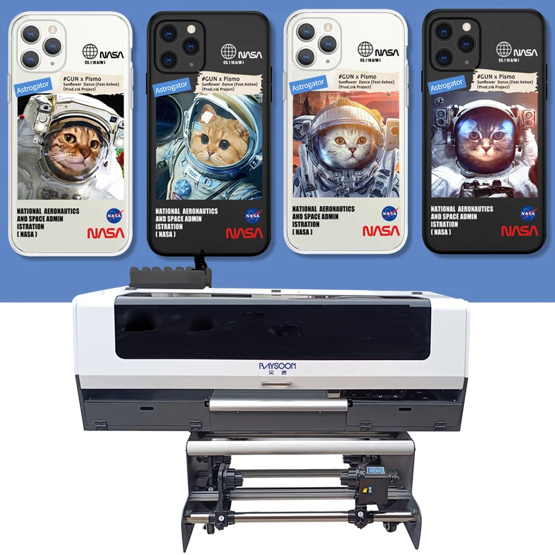 Baysoon Direct to AB Film Pen Phone Case Bottle Mug Golf Impresora A3 UV DTF PET Film Printer with Vacuum Platform 2 XP600 Heads