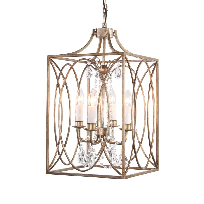 Новый Дизайн хрустальная люстра квадратный железный подвесной светильник вентилятор