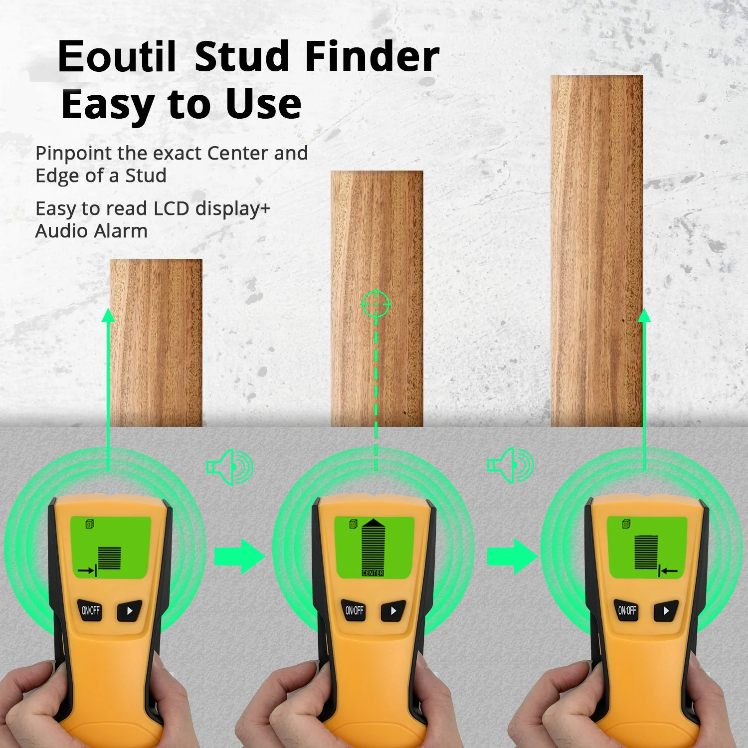 LCD Display Wood and Metal Detector, Electronic Stud Finder with AC Live Wire Wall Detector Center Stud Finder 3 in 1