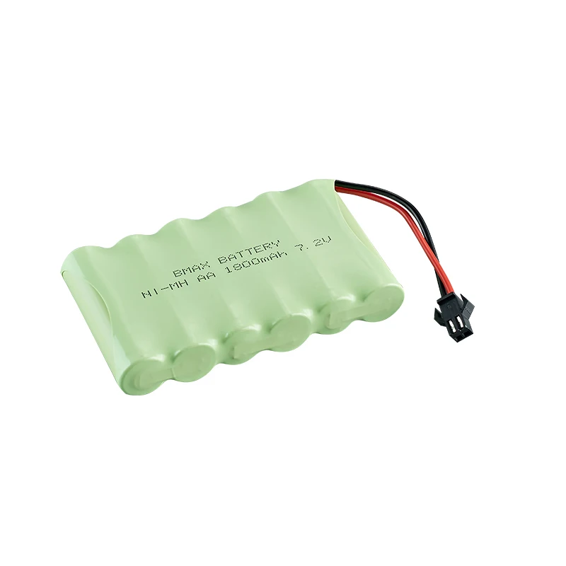 High Capacity NiMH Battery Pack AA 7.2V 1800mAh Battery with male SM 2P Plug for RC Cars and Trucks Rechargeable Batteries