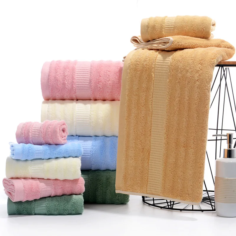 Bamboo Fiber Bath and Face Towel Set Quick-Dry Eco-Friendly Antimicrobial Custom Printed Plain Style for Gift Organic