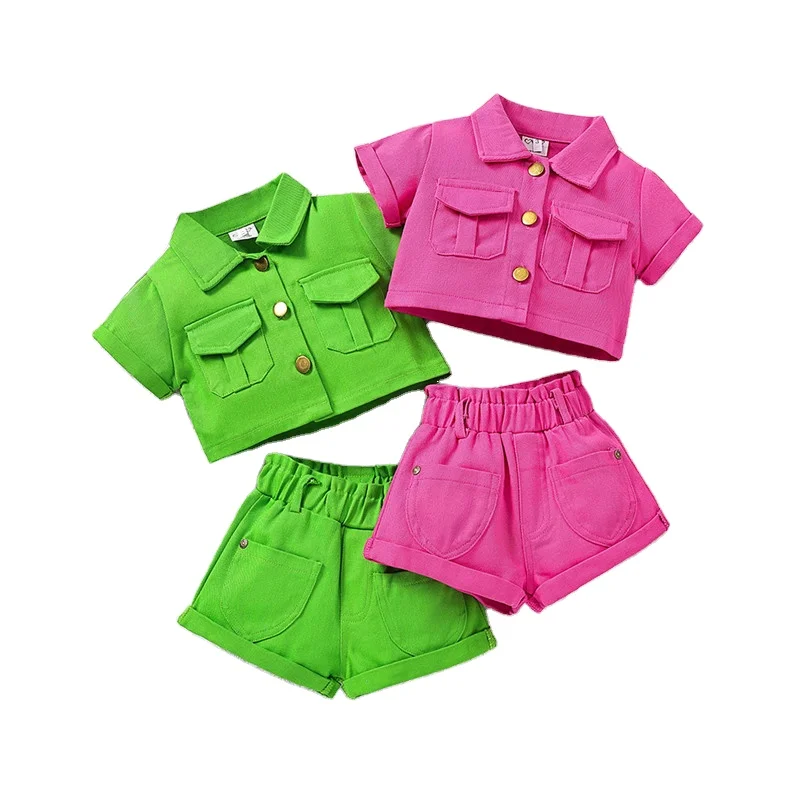 Denim Trouser T-shirts Jeans Suit For Kid Lil Girls Short Sets Toddler Summer Outfits Baby Clothes Girls Little 2 Piece Clothing
