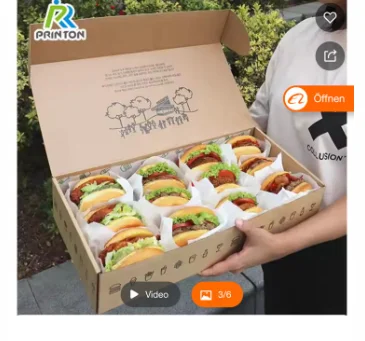 Hamburger French Fries Fried Chicken Wing Snacks Packaging Box Fast Food UV Advantage Paper Container for Sushi and Noodles