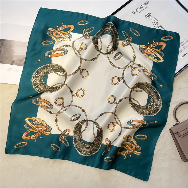 silky square scarfs Custom Twill Square Silk Scarves Printing 70*70cm Square Silk Designer Scarf head band With logo