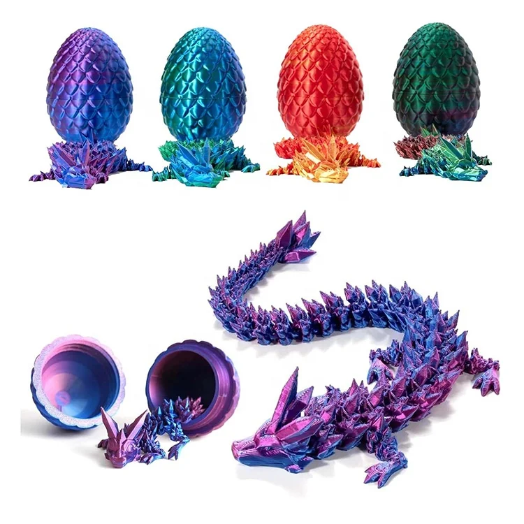 3D Printed Articulated Dragon and Egg Fidget Easter Gifts Set Office Decor Executive Desk Laser Color Dragon China Manufacturer
