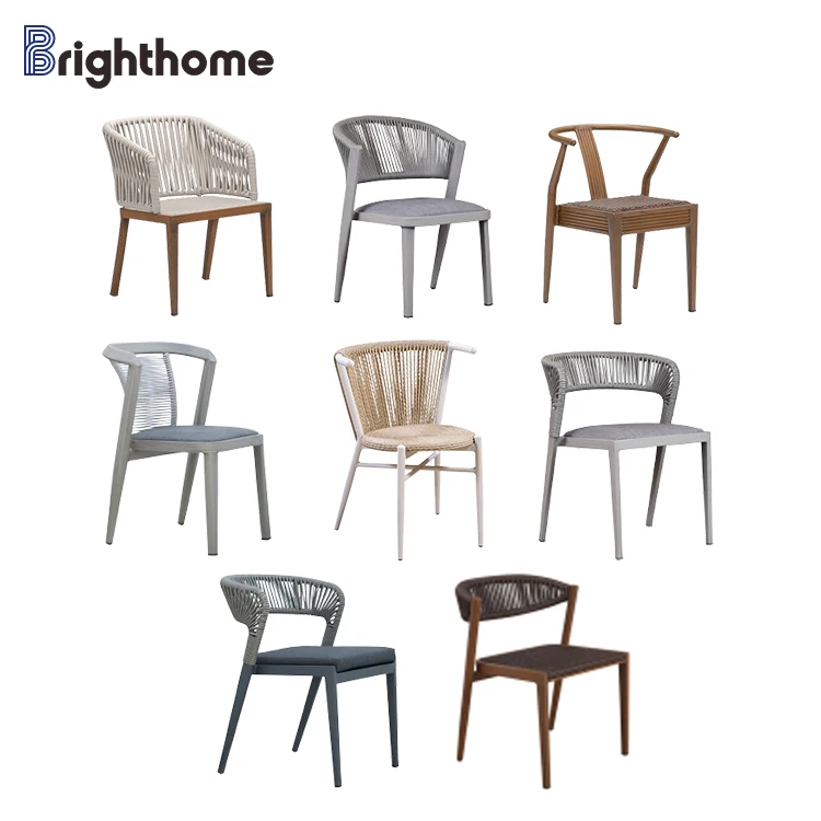 Minimalist Stackable American Rope Restaurant Chair Nordic Garden Furniture Aluminum Metal Dining Garden Chairs