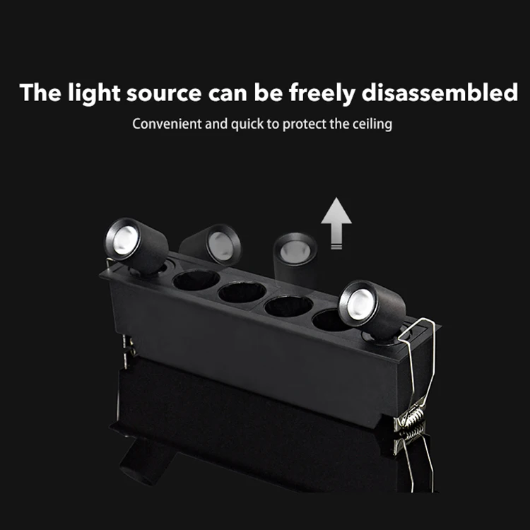 Factory Direct Sale Hotel Office Recessed Mounted Anti Glare Stretched Led Linear Grille Spotlight