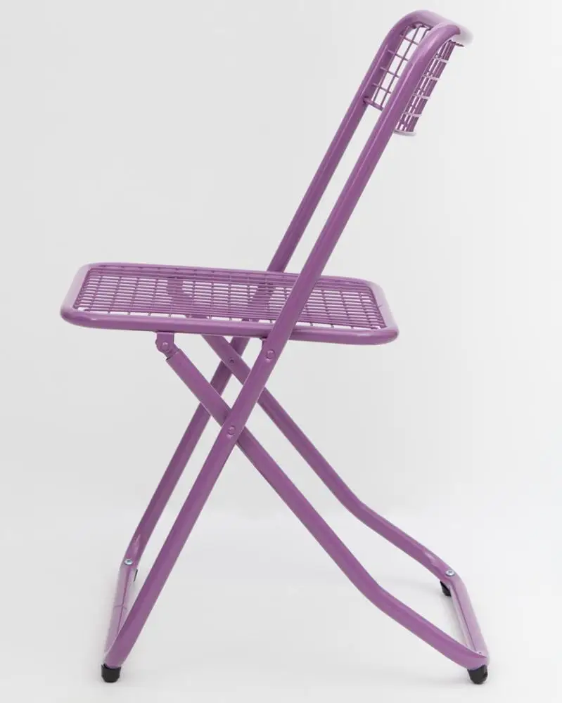 Home furniture metal steel folding chair in wire seat