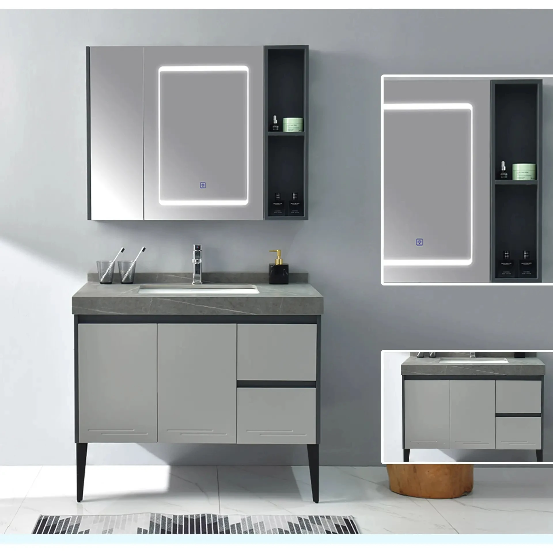 Manufacturer custom bathroom vanity cabinets modern bathroom cabinet with mirror toilet furniture set