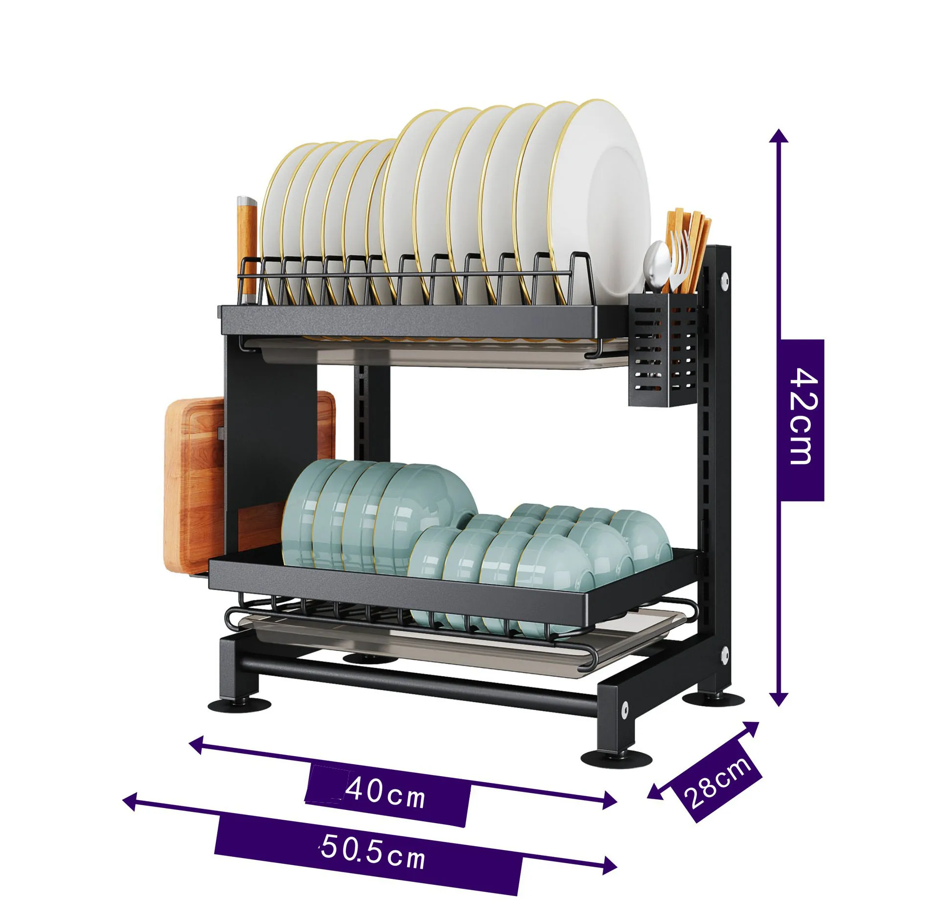 Stainless Steel 2 Tiers Dish Drying Rack Holder Drainer Over Sink Storage Shelf Kitchen Organizer