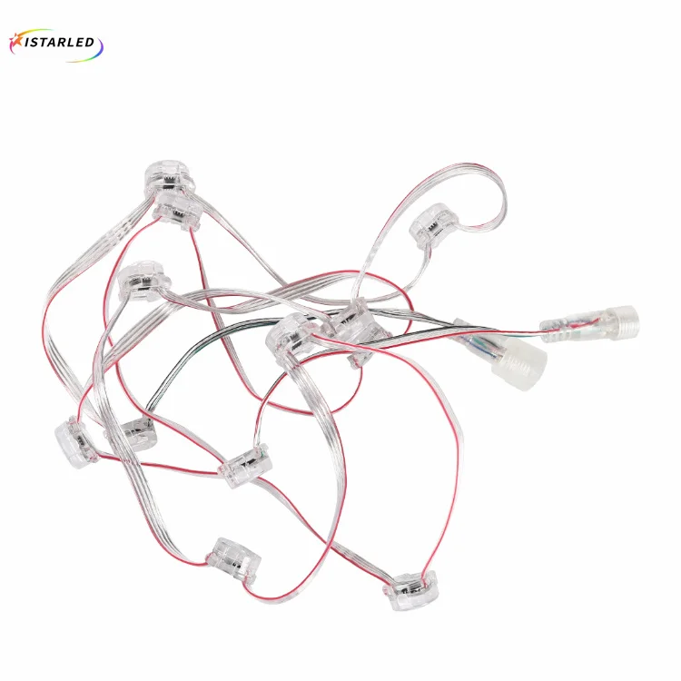 20mm rgb smd5050 built in ic chip gs8208 addressable 12v one pixel led light with double data pixel led string light