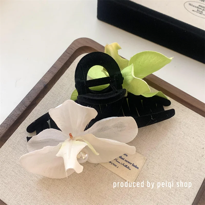 Simulated orchid shark clip French Elegant Headwear Fashion Phalaenopsis Butterfly Orchid Flower Hairgrips hair accessories