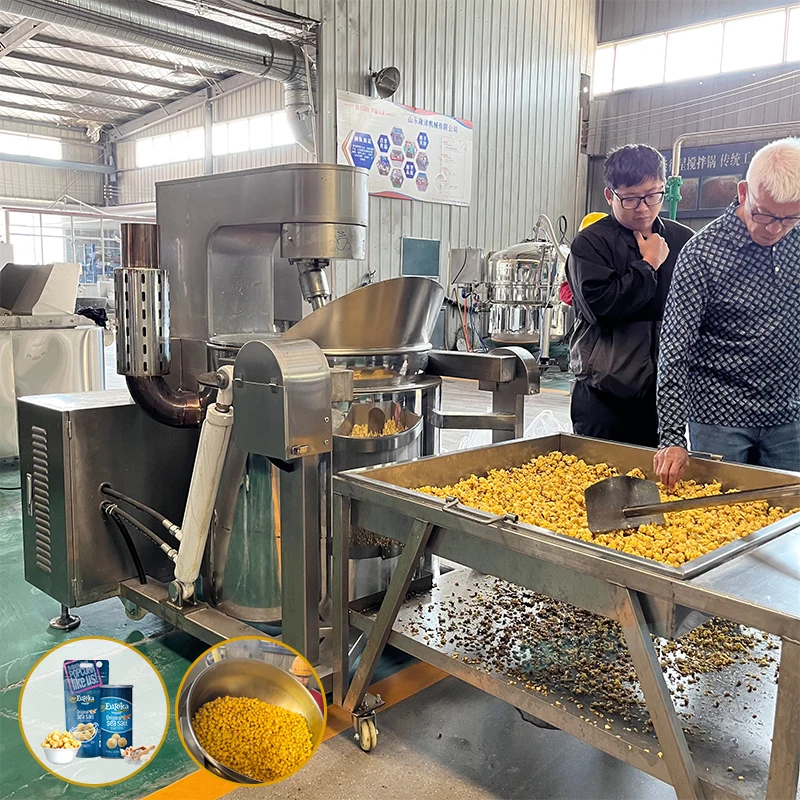 China Full Automatic Popcorn Production Line Caramel Corn Pop Machine Industrial Electric Gas Popcorn Making Machine