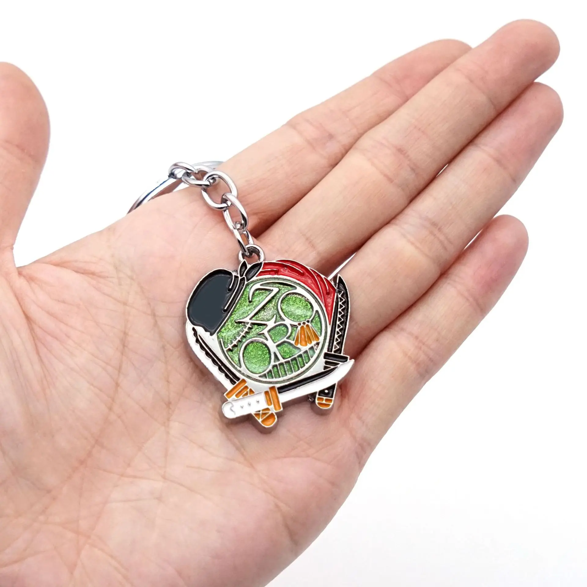 Wholesale 6 Designs Luffy Zoro Straw Hat Metal Enamel Keychain Anime Character Ace Custom Made Metal Keychain Hook Men Keyrings