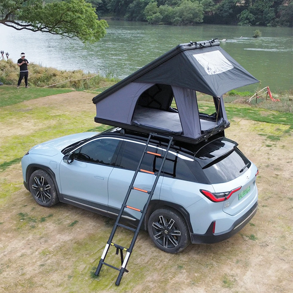 OEM 4X4 Aluminium Triangle SUV  Roof Top Tent Hard Shell Tent For Camping Car Roof Tent(With Window On Back)