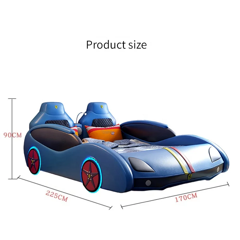 Modern house child led lamp speaker wooden bed frame bedroom furniture grils boys kids slide race cars beds children beds
