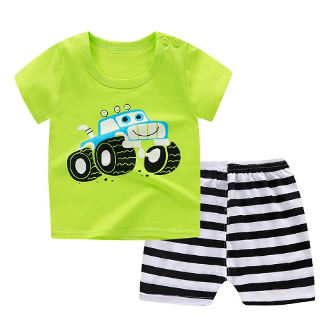 Factory price Summer children clothes set 100% cotton short sleeve  2pcs baby clothes set wholesale