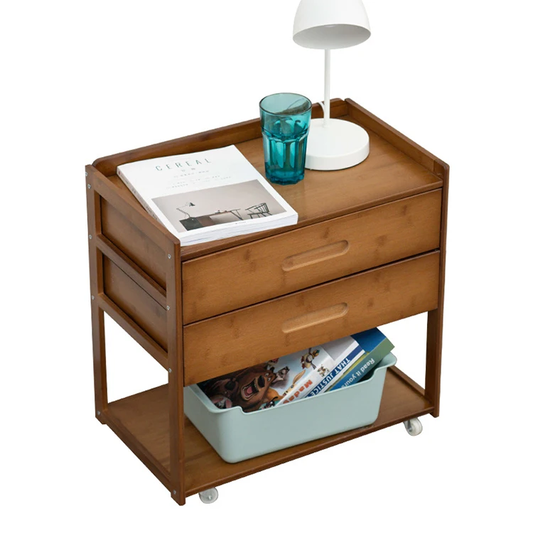 Haohe Hot Selling Products Modern Simple Bed Side Table Nan Bamboo Bedside Table Bedroom Furniture for Hotel