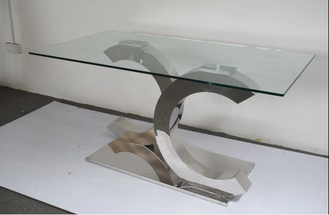 
DN03 Modern hallway half moon glass console table 