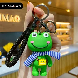 Cartoon Animal Cute Scarf Frog keychain creative 3D cute Frog Doll Pendant For Backpack Accessories Car Key Holder Ornament