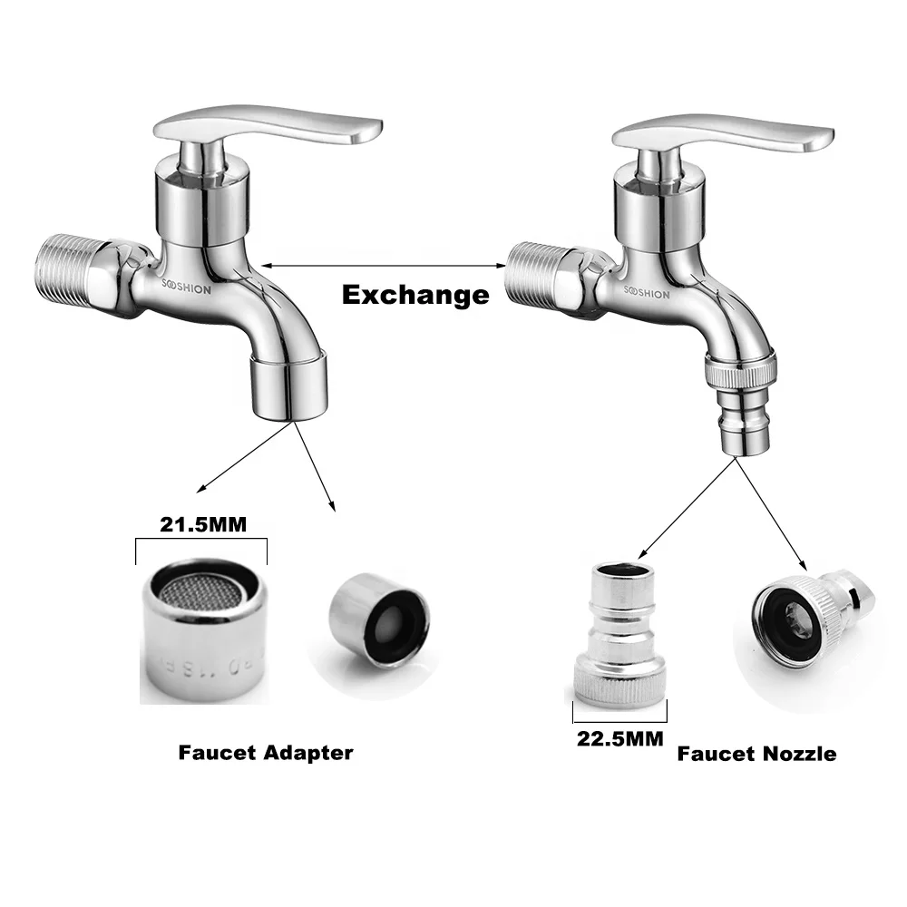 Professional Single Handle Wall Mounted Washing Machine Bibcock Outdoor Garden Chrome Modern Quick Open Bibcock Water Tap