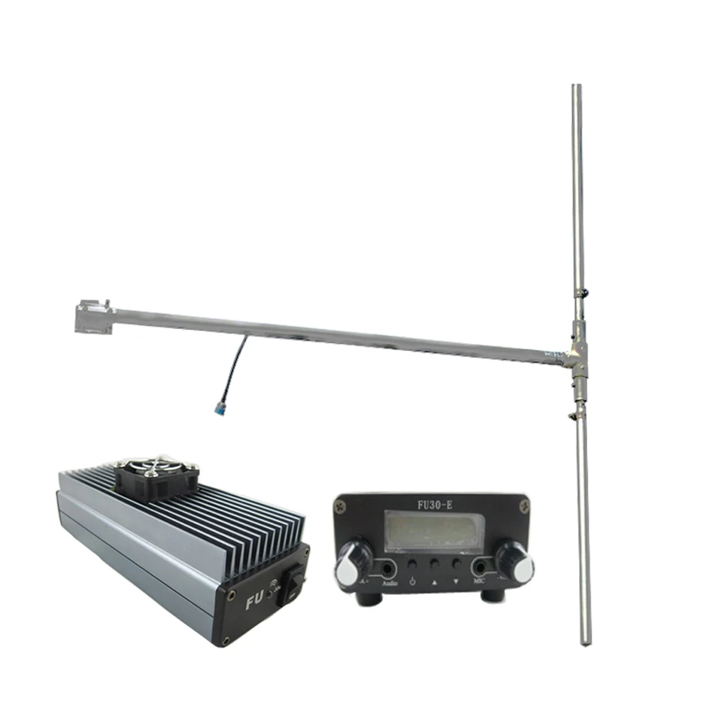 FMUSER FU-30A 30W Professional FM Radio Transmitter  0.5W Exciter 30W Amplifier  With Dp100 Dipole Antenna for Church