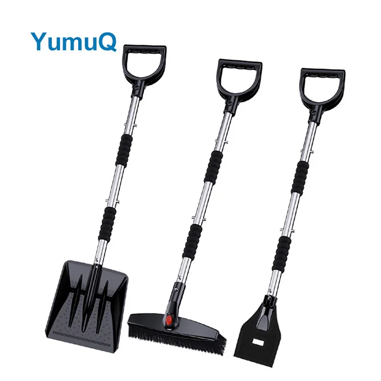 YumuQ 95*24*14 Ice Scrapers 2 in 1 for Car and Snow, Extendable Brush with Foam Grip and 180 Degree Pivoting Head