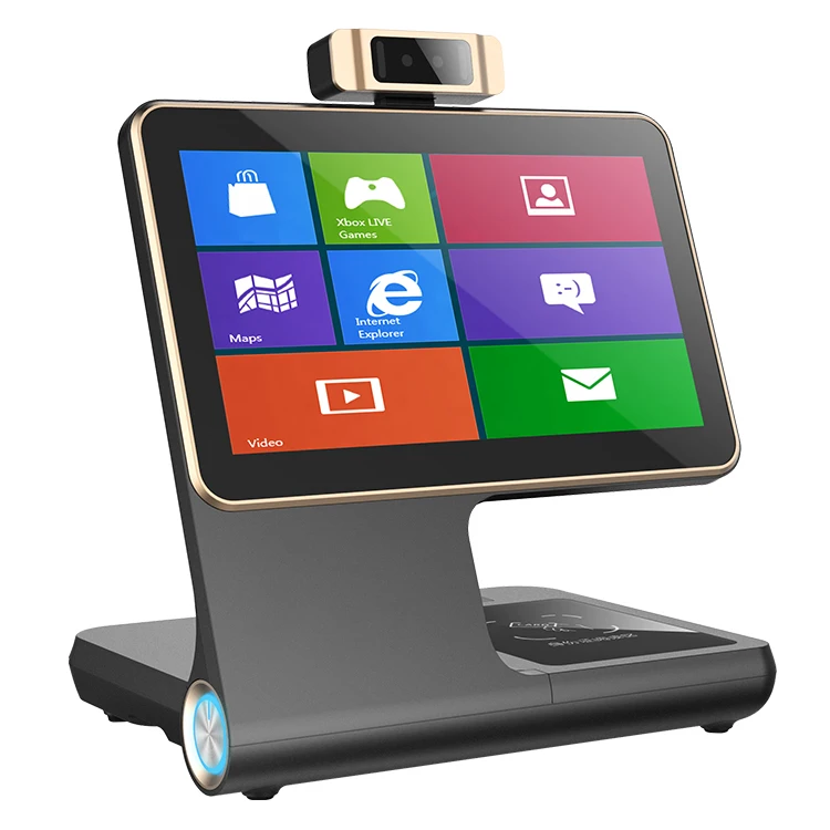 Face recognition visitor management system Reception touch screen android  attendance system with fingerprint ID card reader