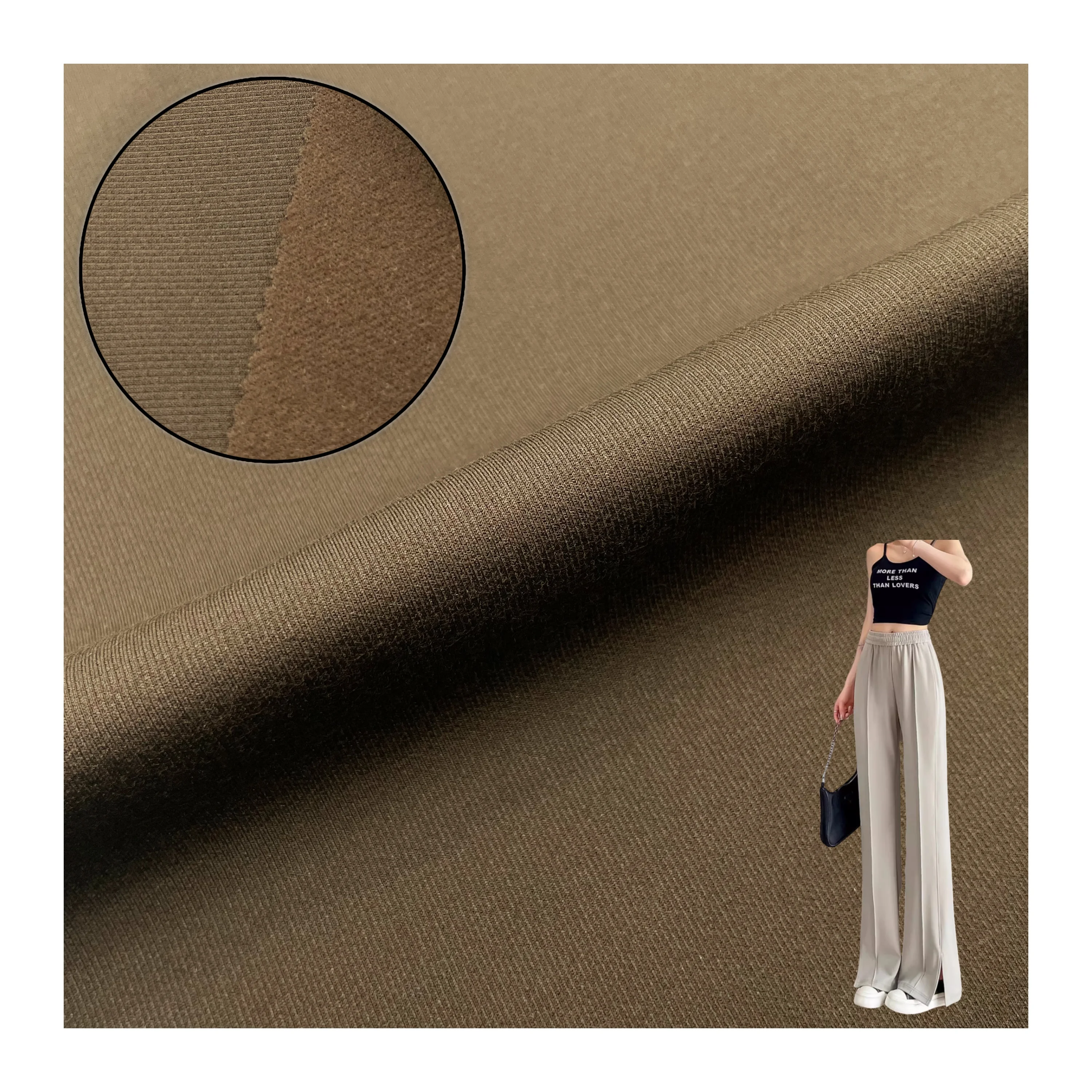 Best Quality Brushed Knit Fabric 47%Nylon 45%Rayon 8%Spandex Double Face Fabric For Pant Blouse