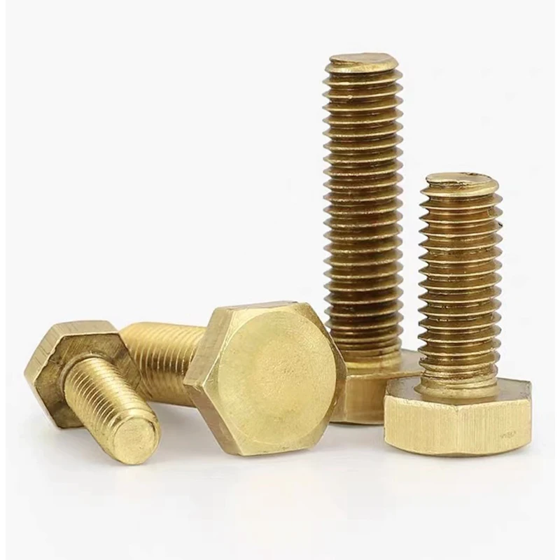 High Quality D933 brass Hex Head Bolts Flat Hex Head Full Thread Copper plated Brass  hex Bolts Hexagon Screws