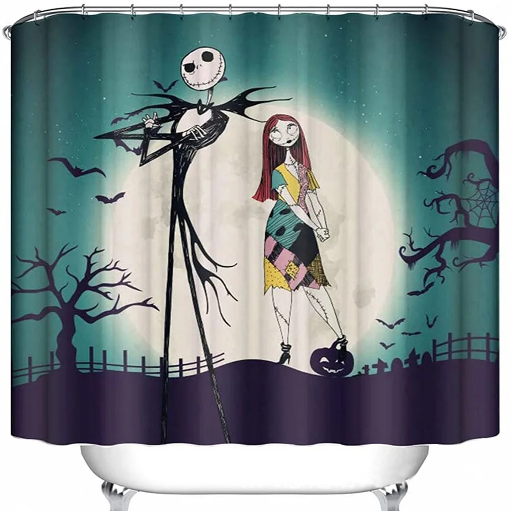 2022 new child 3D digital printing anti-mildew waterproof shower curtain halloween cartoon bathroom bath door curtain